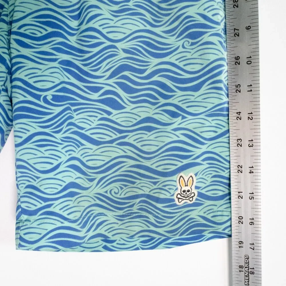 Psycho Bunny Short Size 14-16 Blue Hale Swim Trunk Lined Drawstring Waist